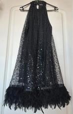 MOCHY feestjurkje A lijn , veren/ pailletten, S/M, Kleding | Dames, Gelegenheidskleding, Maat 38/40 (M), Zwart, Nieuw, Cocktailjurk