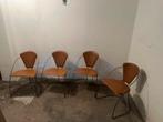4 Arrben Linda leather & chrome chairs, Italy 70’s/80’s, Huis en Inrichting, Ophalen, Gebruikt, Bruin, Metaal