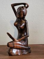 Houten Indisch beeld Indonesië Art Deco vrouw met spiegel, Ophalen of Verzenden