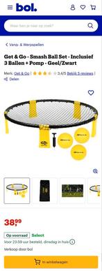 Get & Go - Smash Ball Set - Inclusief 3 Ballen + Pomp - Geel, Ophalen of Verzenden, Nieuw