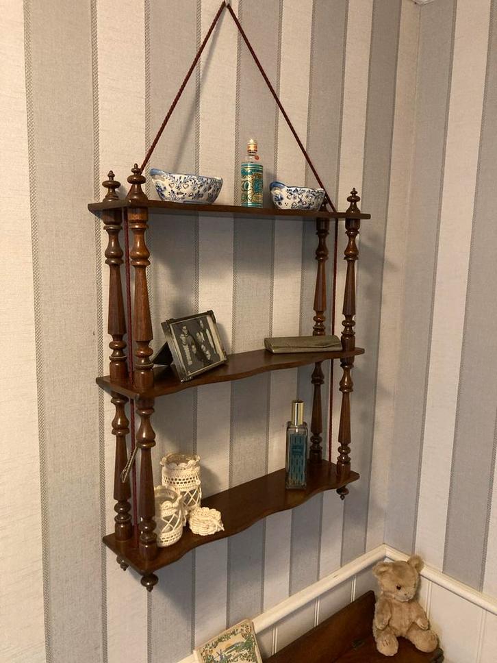 Mahoniehout Biedermeier Boekenrekje - Wandrek, Huis en Inrichting, Woonaccessoires | Wandplanken en Boekenplanken, Gebruikt, Ophalen
