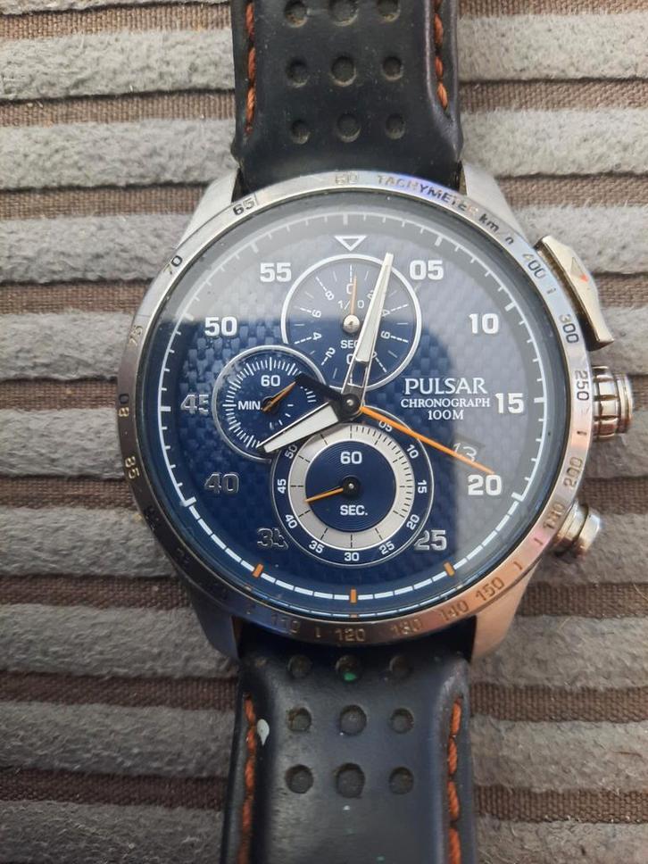 Pulsar Chronograph 100M Herenhorloge, Sieraden, Tassen en Uiterlijk, Horloges | Heren, Gebruikt, Polshorloge, Seiko, Staal, Leer