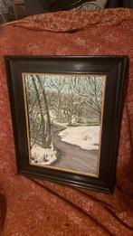 Olieverfschilderij landschap met Rivier, Antiek en Kunst, Kunst | Schilderijen | Klassiek, Ophalen of Verzenden