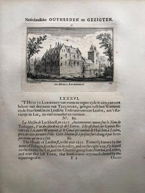086 / Warmond Huis Lockhorst in Rijnland Kopergravure 1731, Antiek en Kunst, Kunst | Etsen en Gravures