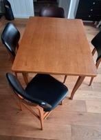 Vintage eettafel uitschuifbaar met vintage stoelen, Ophalen, Gebruikt, 4 tot 6 stoelen