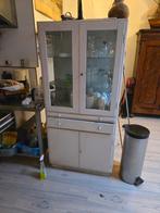 Vintage buffetkast met glazen deuren, Huis en Inrichting, Kasten | Buffetkasten, Ophalen, Gebruikt, 25 tot 50 cm, 150 tot 200 cm