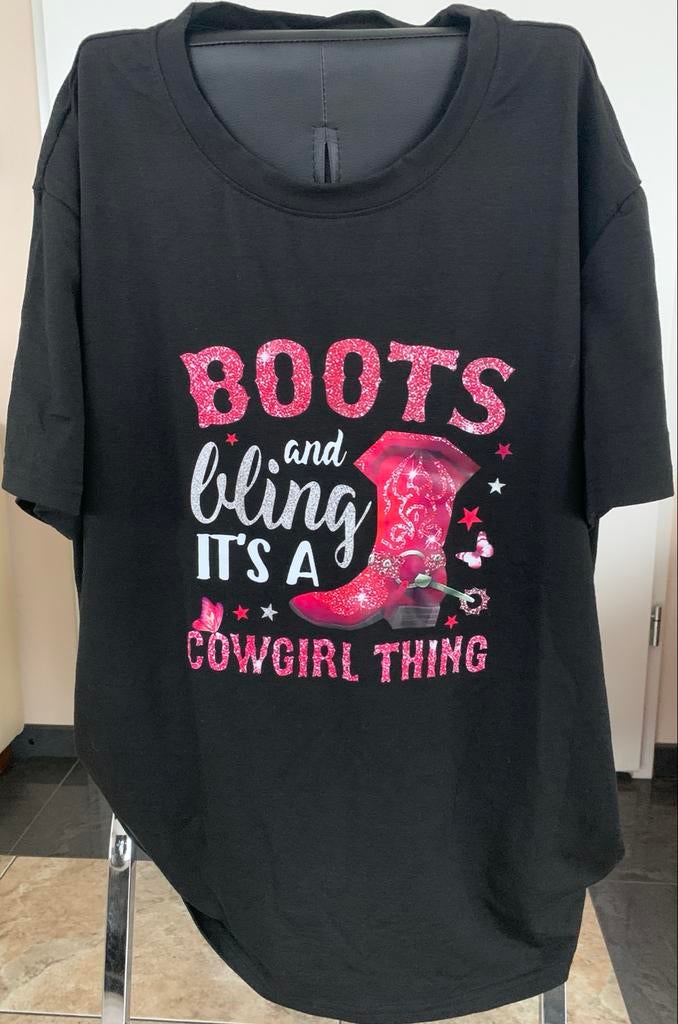 Cowboy T-shirt voor Westernfeest, Maat 38/40 (M), Zwart, Nieuw, Ophalen of Verzenden