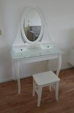 Ikea HEMNES Toilettafel met Spiegel en Ikea INGOLF Kruk, Ophalen, 100 tot 150 cm, Zo goed als nieuw, Minder dan 100 cm
