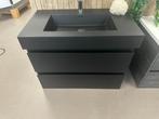 Badmeubel 80x46 Mat Zwart Softclose Greeploos 2 Laden Nieuw, Creavit, Nieuw, Zeutestraat 1, 2800 Mechelen, Wastafel