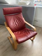 Rode stoel/ fauteuil met houten sledeframe, Ophalen, Gebruikt, Rood, Eén