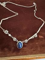 zilveren ketting blauwe steen, Ophalen of Verzenden, Zo goed als nieuw, Zilver, Zilver