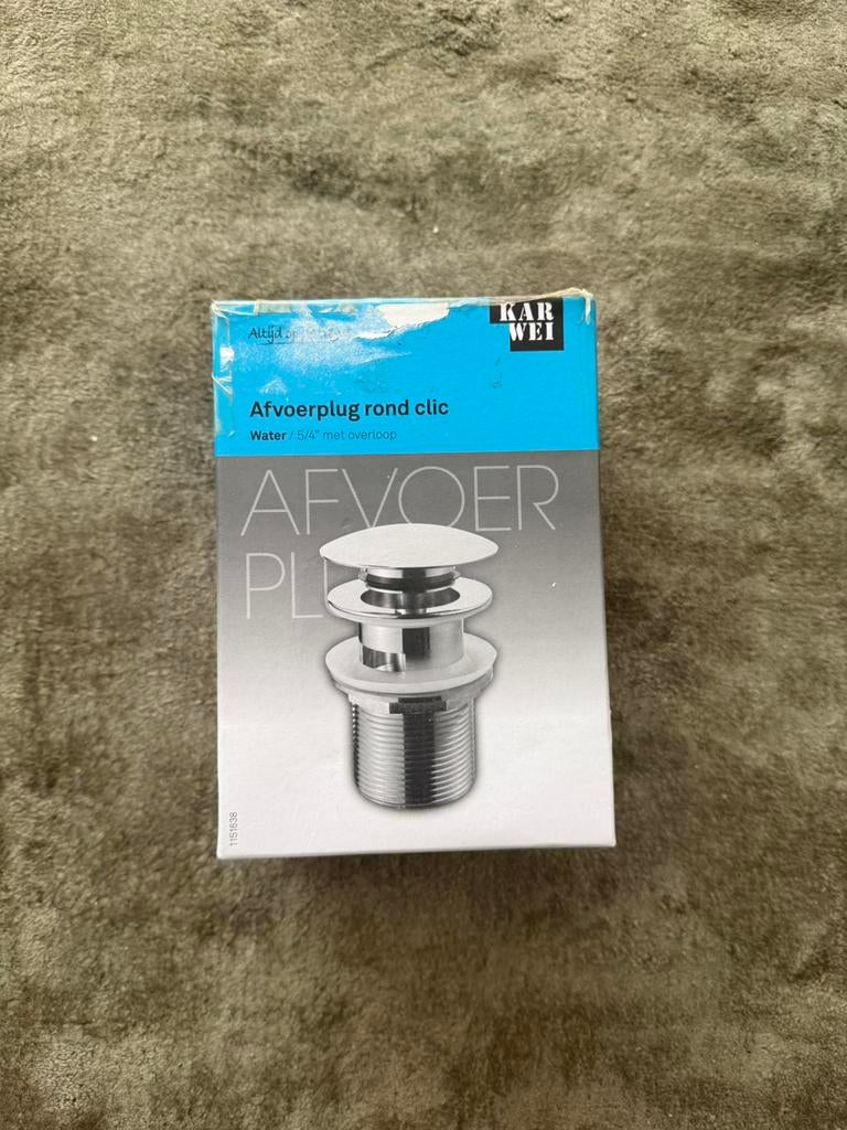 Karwei afvoer plug rond clic 5/4” met overloop, Ophalen of Verzenden, Nieuw