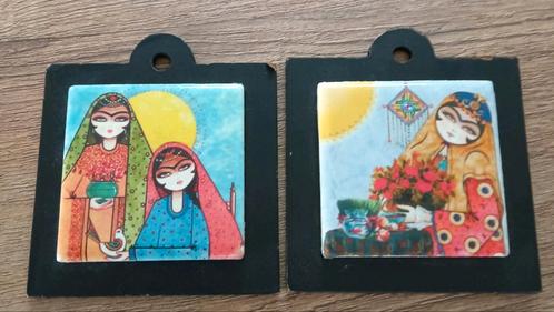 Handbeschilderde Tegels - Traditionele Vrouwen, Antiek en Kunst, Antiek | Wandborden en Tegels, Ophalen of Verzenden