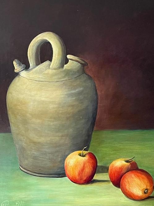 Peter Maas, stilleven met kan en appels, Antiek en Kunst, Kunst | Schilderijen | Klassiek, Ophalen