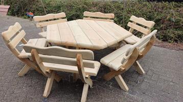 Zeshoekige eethoek massief hout duurzaam en goedkoop  beschikbaar voor biedingen