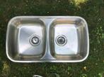 Dubbele RVS gootsteen, Ophalen, Gebruikt, 50 tot 100 cm, Minder dan 100 cm