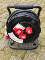 Kabelhaspel 2x220V & 1x380V, IP44, 16A, Doe-het-zelf en Verbouw, Elektra en Kabels, Ophalen, Zo goed als nieuw, Kabel of Snoer