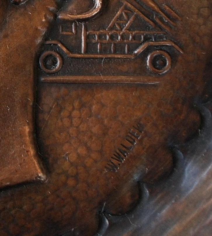 Soldaat Koper Wandbord Volksrepubliek Polen Gesigneerd, Antiek en Kunst, Curiosa en Brocante, Ophalen of Verzenden