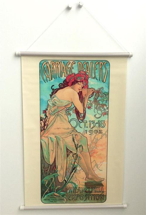 Poster hanger ALPHONSE MUCHA Jugendstil Zomer1900, Antiek en Kunst, Kunst | Tekeningen en Foto's, Verzenden