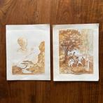 Twee aquarellen, Ophalen of Verzenden