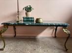 Vintage salontafel groen marmer messing poten, Huis en Inrichting, Tafels | Salontafels, Minder dan 50 cm, Minder dan 50 cm, Rechthoekig