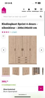 Kledingkast Sprint 4-deurs - eikenkleur - 200x196x50 cm, Ophalen, Zo goed als nieuw, 50 tot 75 cm, 150 tot 200 cm