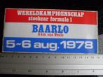 sticker wereldkampioenschap stockcar formule1 baarlo 1978, Sport, Ophalen of Verzenden, Zo goed als nieuw