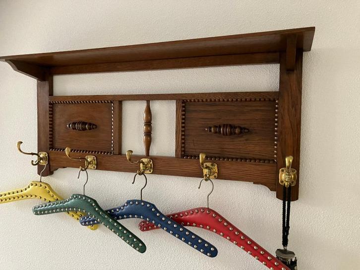 Kapstok - Jugendstil met echt koperen haken, Antiek en Kunst, Curiosa en Brocante, Ophalen of Verzenden