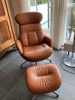 Flexlux relaxfauteuil cognac leer, Huis en Inrichting, Fauteuils, Ophalen, Zo goed als nieuw, 50 tot 75 cm, Leer