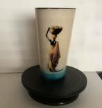 Vaas met Afrikaanse afbeelding, Overige kleuren, Nieuw, Ophalen of Verzenden, Glas