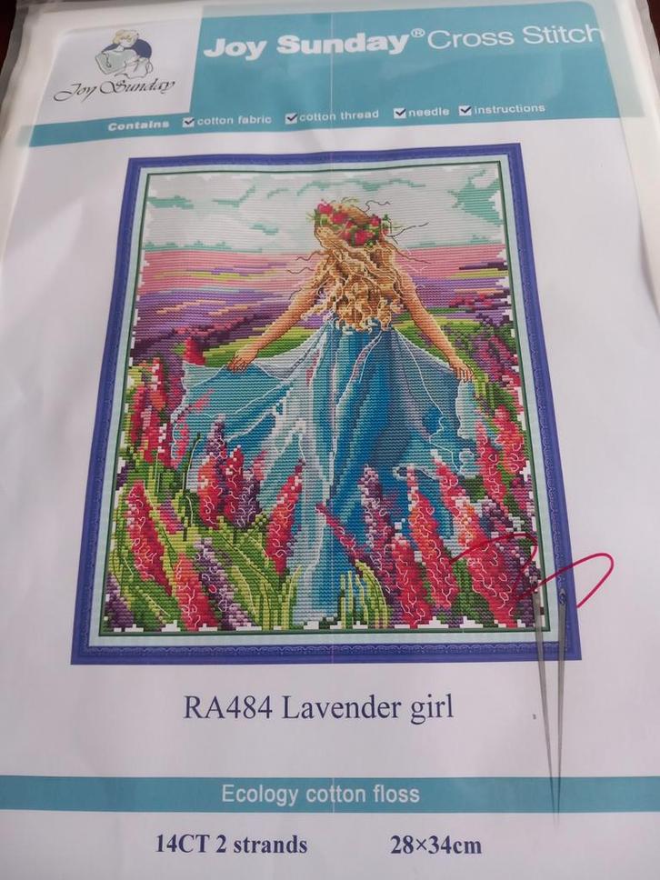 Joy Sunday Kruissteekpakket - Lavendel Meisje 14CT Aida, Hobby en Vrije tijd, Borduren en Borduurmachines, Nieuw, Borduurpakket