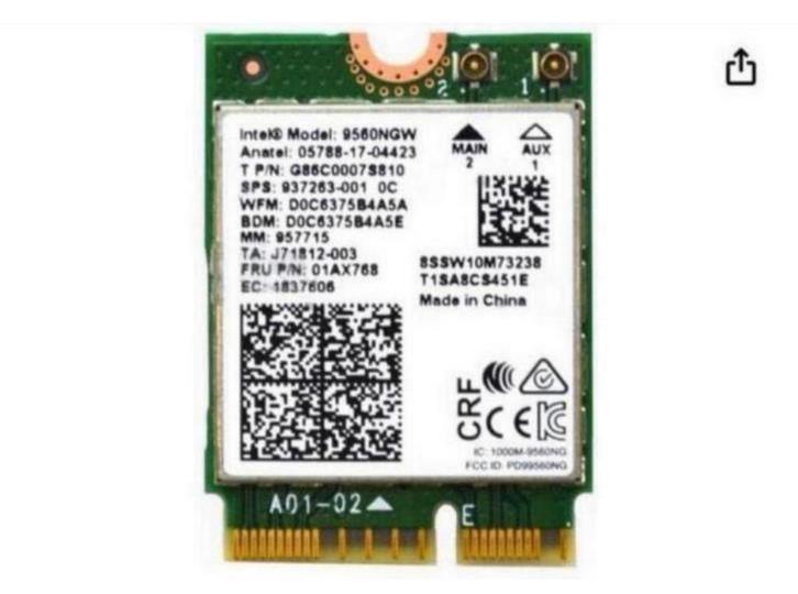 9560NGW Dual Band 1,73 Gbps Wireless Intel NGFF Key E wifi, Computers en Software, Netwerkkaarten, Nieuw, Ophalen of Verzenden
