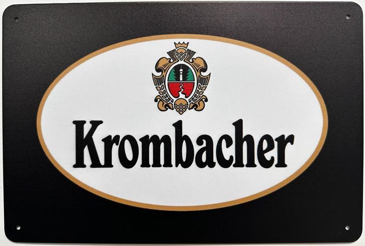 Krombacher bier logo reclamebord van metaal wandbord deco, Verzamelen, Biermerken, Nieuw, Reclamebord, Plaat of Schild, Overige merken