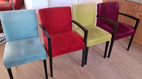 eetkamerstoelen met kleurrijke stoffering, Huis en Inrichting, Stoelen, Gebruikt, Vier, Overige materialen, Overige kleuren, Ophalen