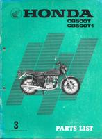 Honda CB500 T Honda CB500 T1 parts list onderdelenboek 3357z, Motoren, Handleidingen en Instructieboekjes, Ophalen of Verzenden