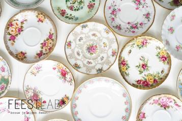 Vintage bloemetjes servies te huur, 200 pers! bruiloft  beschikbaar voor biedingen
