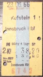 Oostenrijks treinkaartje 1966 [5280]  [VeVeSp], Verzamelen, Spoorwegen en Tramwegen, Ophalen of Verzenden, Gebruikt, Trein, Overige typen