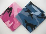 Zakdoeken / Bandana's 2 stuks blauw/roze camouflage, Ophalen of Verzenden, Nieuw