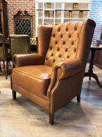 Cognac leren Chesterfield oorfauteuil - Nieuwstaat, Ophalen, Leer, Zo goed als nieuw, Gosemengelstraat 7