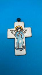 Geëmailleerd kruisje met engeldecor., Ophalen of Verzenden