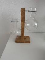 Glazen vazen op houten standaard, Ophalen of Verzenden, Nieuw