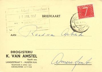 Drogisterij K. van Amstel, Huizen N.H. - 01.1957 - briefkaar beschikbaar voor biedingen