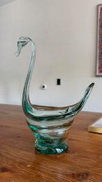 Handgeblazen glazen zwaan met iriserende regenboogglans., Ophalen of Verzenden