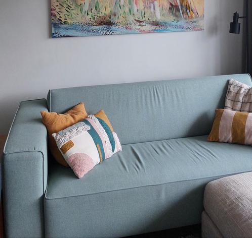 Licht turquoise driezitsbank van Eems, Huis en Inrichting, Banken | Bankstellen, Gebruikt, Rechte bank, Driepersoons, 200 tot 250 cm
