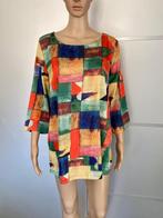 J244 Fleurige lange blouse maat 42=L top rood/blauw/groen, Ophalen of Verzenden, Zo goed als nieuw, Maat 42/44 (L), Rood