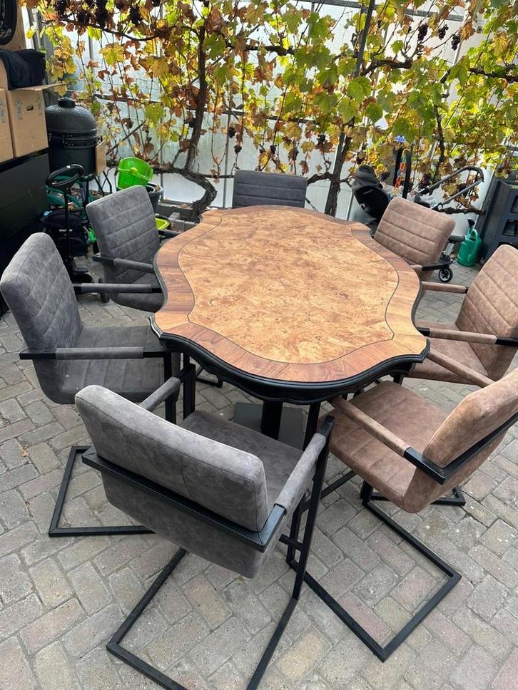 Bartafel met 7 stoelen, Huis en Inrichting, Barren, Zo goed als nieuw, Inclusief barstoelen, Ophalen