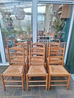 Vintage houten stoelen met biezen zitting mat boerenstoelen, Huis en Inrichting, Stoelen, Ophalen of Verzenden, Gebruikt, Bruin