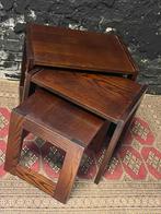 Vintage 70’s set 3 houten bijzettafels mimiset heel gaaf, Huis en Inrichting, Tafels | Bijzettafels, Minder dan 45 cm, Minder dan 55 cm