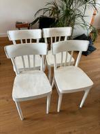 4 witte café stoelen, Gebruikt, Wit, Ophalen