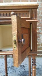 antiek Frans nachtkastje van eikenhout en marmer, ca. 1900, Antiek en Kunst, Antiek | Meubels | Kasten, Ophalen